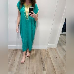 Chic Teal and Gold Maxi Dress